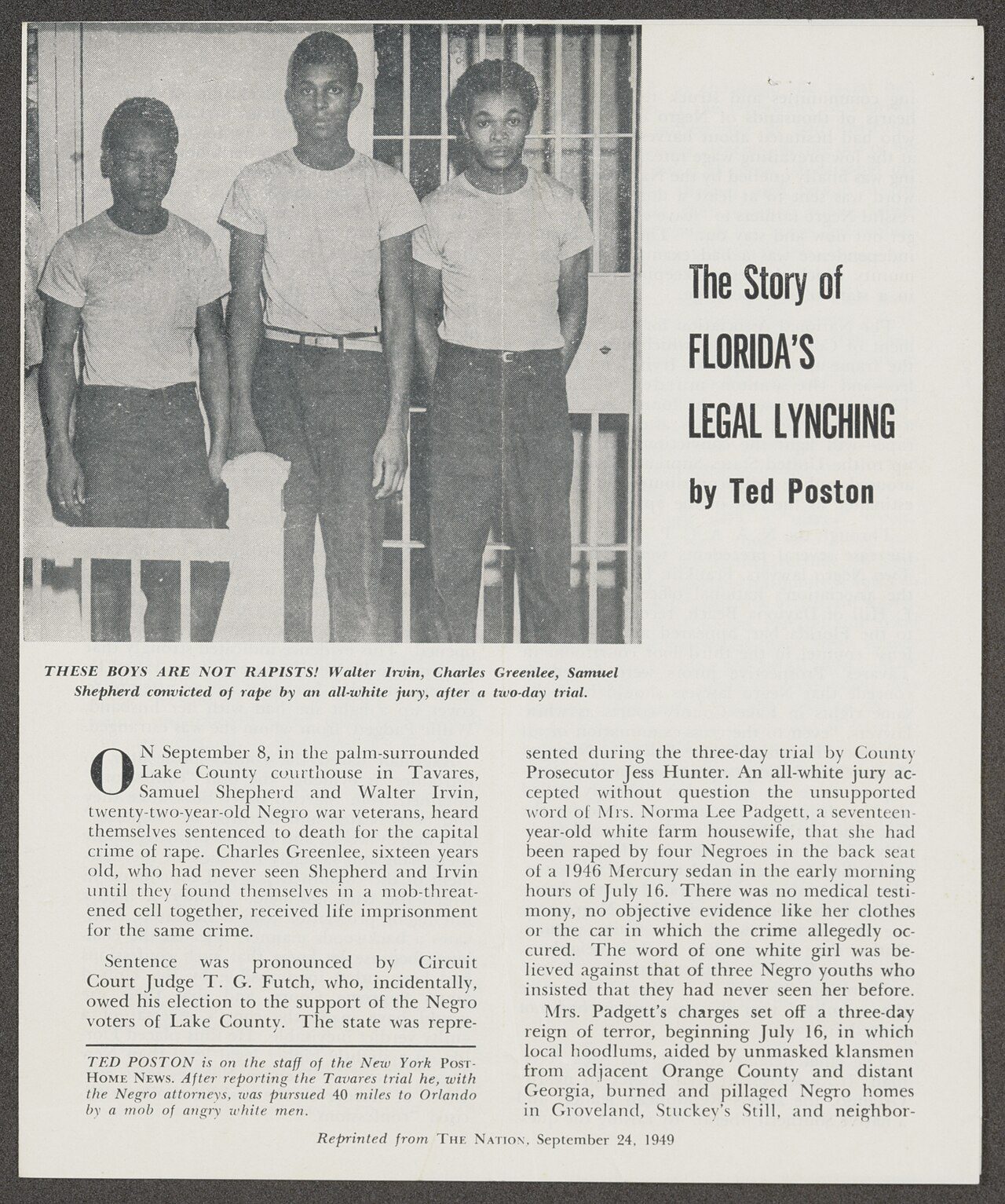 Cover of the 1949 civil-rights booklet documenting the Groveland case